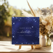 Guest book verjaardagsnavy blue glitter sparkles notitieboek