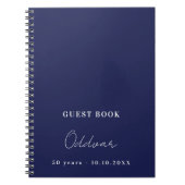 Guest book verjaardagsnavy blue name simpel notitieboek (Voorkant)