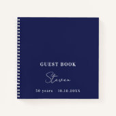 Guest book verjaardagsnavy blue name simpel notitieboek (Voorkant)