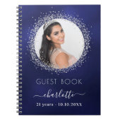 Guest book verjaardagsnavy blue Silglitter foto Notitieboek (Voorkant)