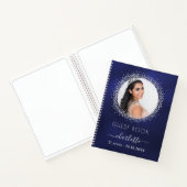 Guest book verjaardagsnavy blue Silglitter foto Notitieboek (Binnen)