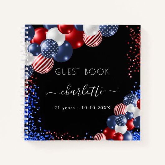 Guest book verjaart patriottisch rood wit blauw notitieboek (Voorkant)