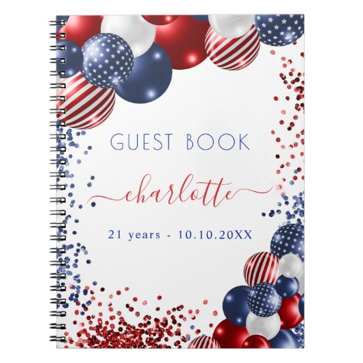 Guest book verjaart patriottische rode witte blauw notitieboek (Voorkant)