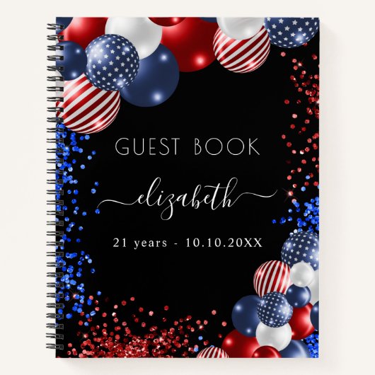 Guest book verjaart rode witte blauwe patriottisch notitieboek (Voorkant)