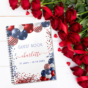 Guest book verjaart rode witte blauwe vlag patriot notitieboek