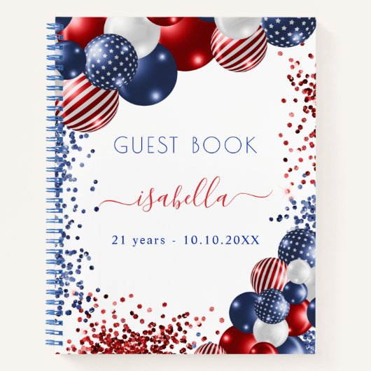 Guest book verjaart rode witte blauwe vlag patriot notitieboek (Voorkant)