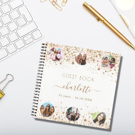 Guest book verjaart wit goud glitter naam foto notitieboek