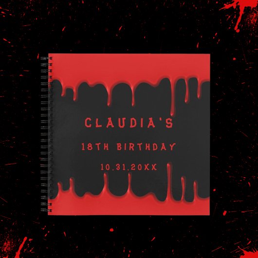 Guest book verjaart zwarte rode bloeddruppel hallo notitieboek