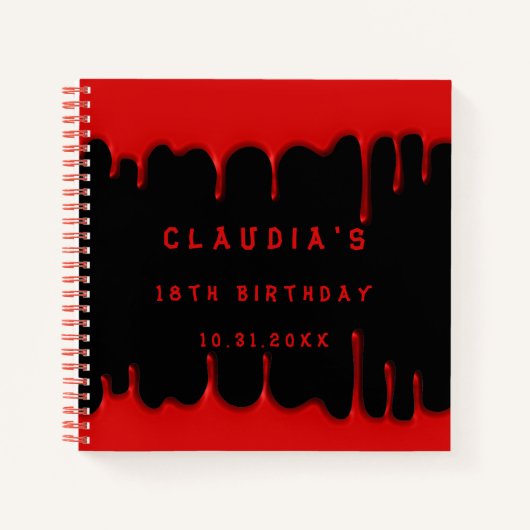 Guest book verjaart zwarte rode bloeddruppel hallo notitieboek (Voorkant)