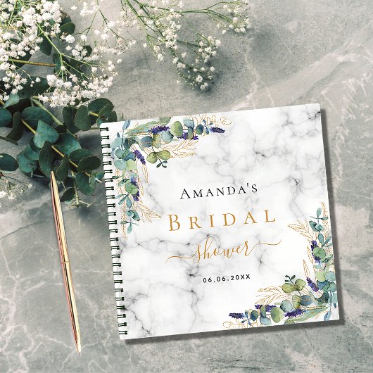 Guest book vrijgezellenfeest marmer eucalyptus gol notitieboek