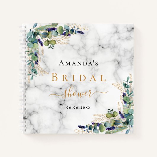 Guest book vrijgezellenfeest marmer eucalyptus gol notitieboek (Voorkant)