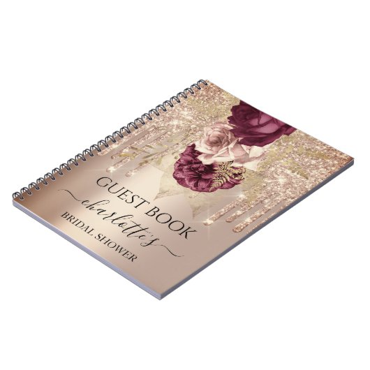 Guest Book Vrijgezellenfeest Roos Gold Marsala Dri Notitieboek (Linkerzijde)