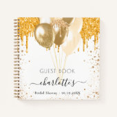 Guest book vrijgezellenfeest white gold glitter na notitieboek (Voorkant)