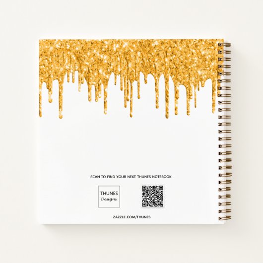 Guest book vrijgezellenfeest white gold glitter na notitieboek (Achterkant)