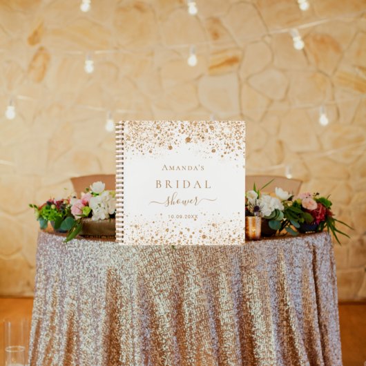Guest book vrijgezellenfeest white gold glitter na notitieboek