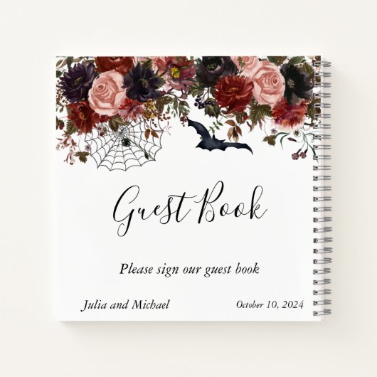 Guest Book Wedding Halloween Autumn Floral Notitieboek (Achterkant)