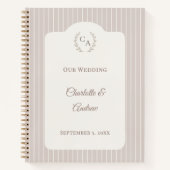 Guest book wedding Ivory taupe pinstriped modern Notitieboek (Voorkant)