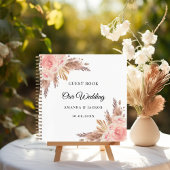 Guest Book Wedding pampas grass beige pink Notitieboek