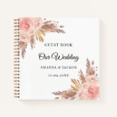 Guest Book Wedding pampas grass beige pink Notitieboek (Voorkant)