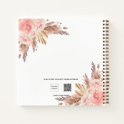 Guest Book Wedding pampas grass beige pink Notitieboek (Achterkant)