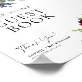 Guest Book Wedding Sign Boho Floral Burgundy Poster (Hoek)