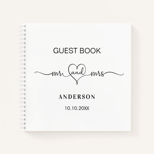 Guest book white de heer mrs hartscript bruiloft notitieboek (Voorkant)