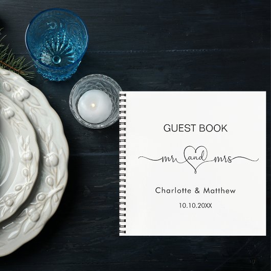 Guest book white de heer mrs hartscript bruiloft notitieboek