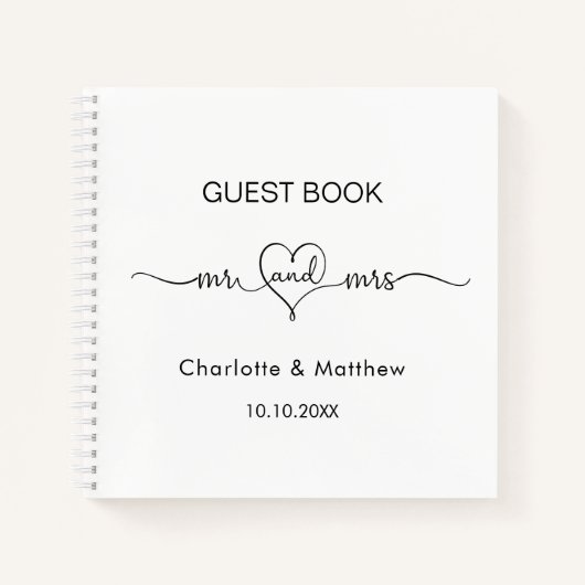 Guest book white de heer mrs hartscript bruiloft notitieboek (Voorkant)