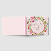 Guest Book with Pink Floral Wreath Gastenboek (Volledig)