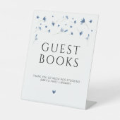 Guest Books Blue Wildflower Baby shower Reclamebord Met Voetstuk (Voorkant)