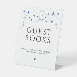 Guest Books Blue Wildflower Baby shower Reclamebord Met Voetstuk