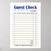 Guest Check art, Retro Diner Guest Check Poster (Voorkant)