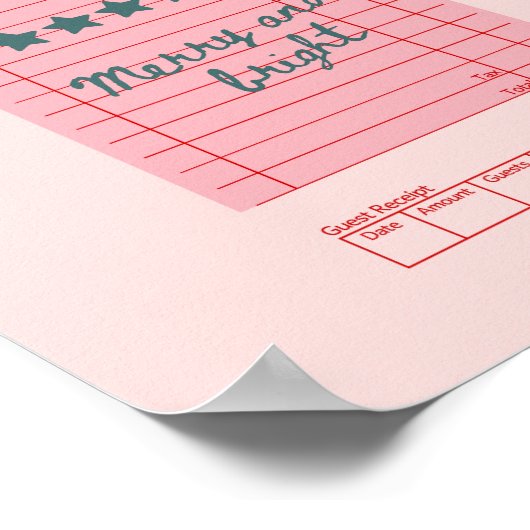 Guest Check Christmas Merry and Bright Holiday Art Poster (Hoek)