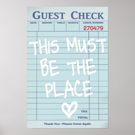 Guest Check Print, Dorm Art Print (Voorkant)