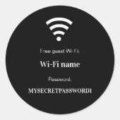 Guest customer wifi network password black ronde sticker (Voorkant)