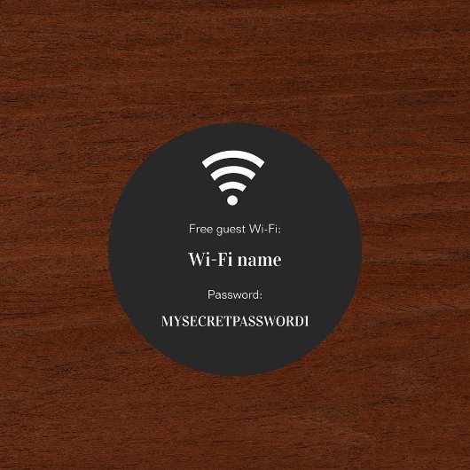 Guest customer wifi network password black ronde sticker