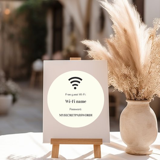 Guest customer wifi network password ivory ronde sticker