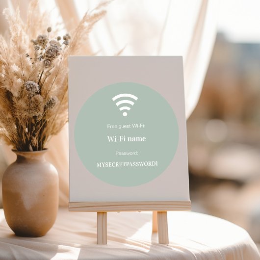 Guest customer wifi network password sage green ronde sticker