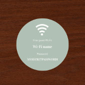 Guest customer wifi network password sage green ronde sticker