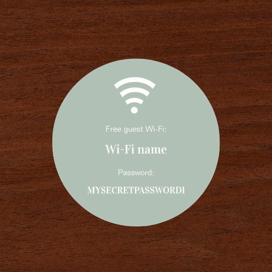Guest customer wifi network password sage green ronde sticker