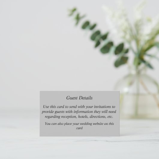 Guest Detail Card Informatiekaartje (Staand voorkant)