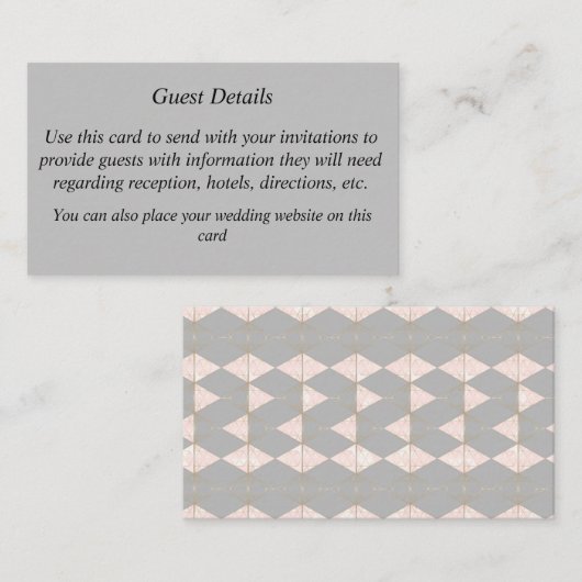 Guest Detail Card Informatiekaartje (Voorkant / Achterkant)