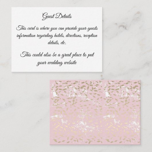 Guest Detail Card Informatiekaartje (Voorkant / Achterkant)