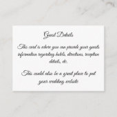 Guest Detail Card Informatiekaartje (Voorkant)