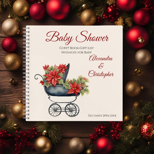 Guest Gift List Christmas Carriage Baby shower Notitieboek