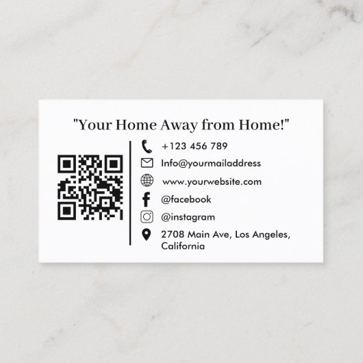 Guest House Vakantiehuis QR code Visitekaartje (Achterkant)