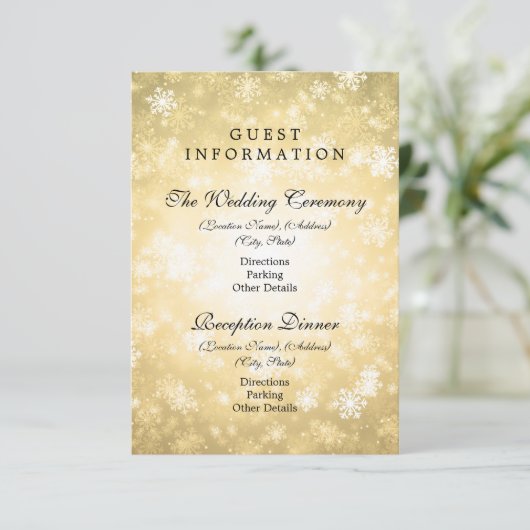 Guest Information Gold Winter Wonderland Informatiekaartje (Staand voorkant)