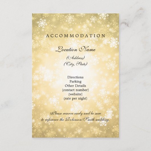 Guest Information Gold Winter Wonderland Informatiekaartje (Achterkant)