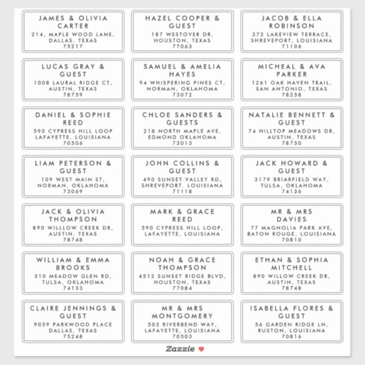 Guest Name Mailing Address Wedding Label Sticker (Vel)