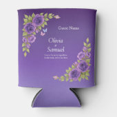 Guest Name Purple Mauve Flowers & White Wedding  Blikjeskoeler (Voorkant)